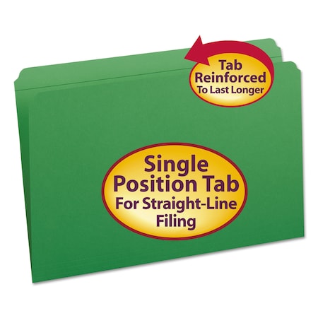 SMEAD Folder Straight-Cut, Legal, Green, PK100 17110